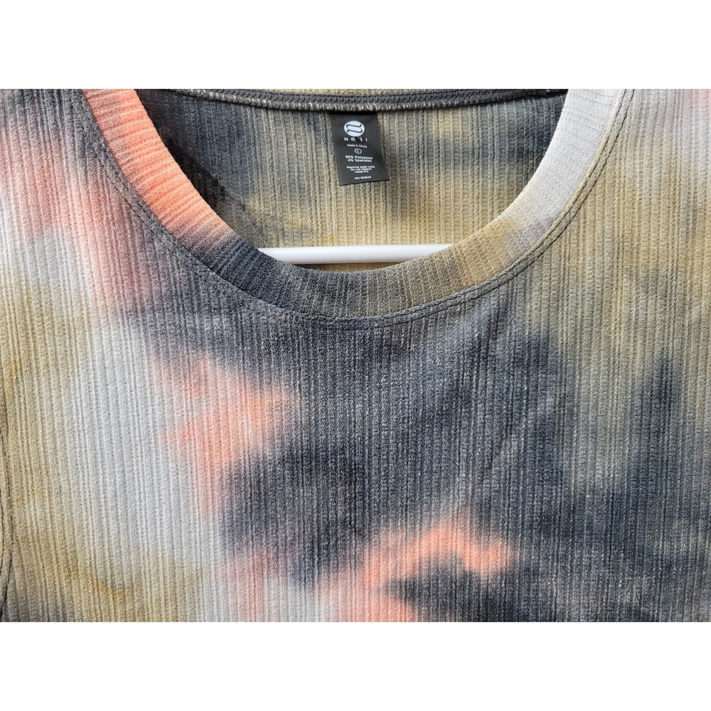 Noli Yoga Activeware Cropped Air Tank Womens Large Orange Navy Tie Dye NWT - Picture 2 of 6